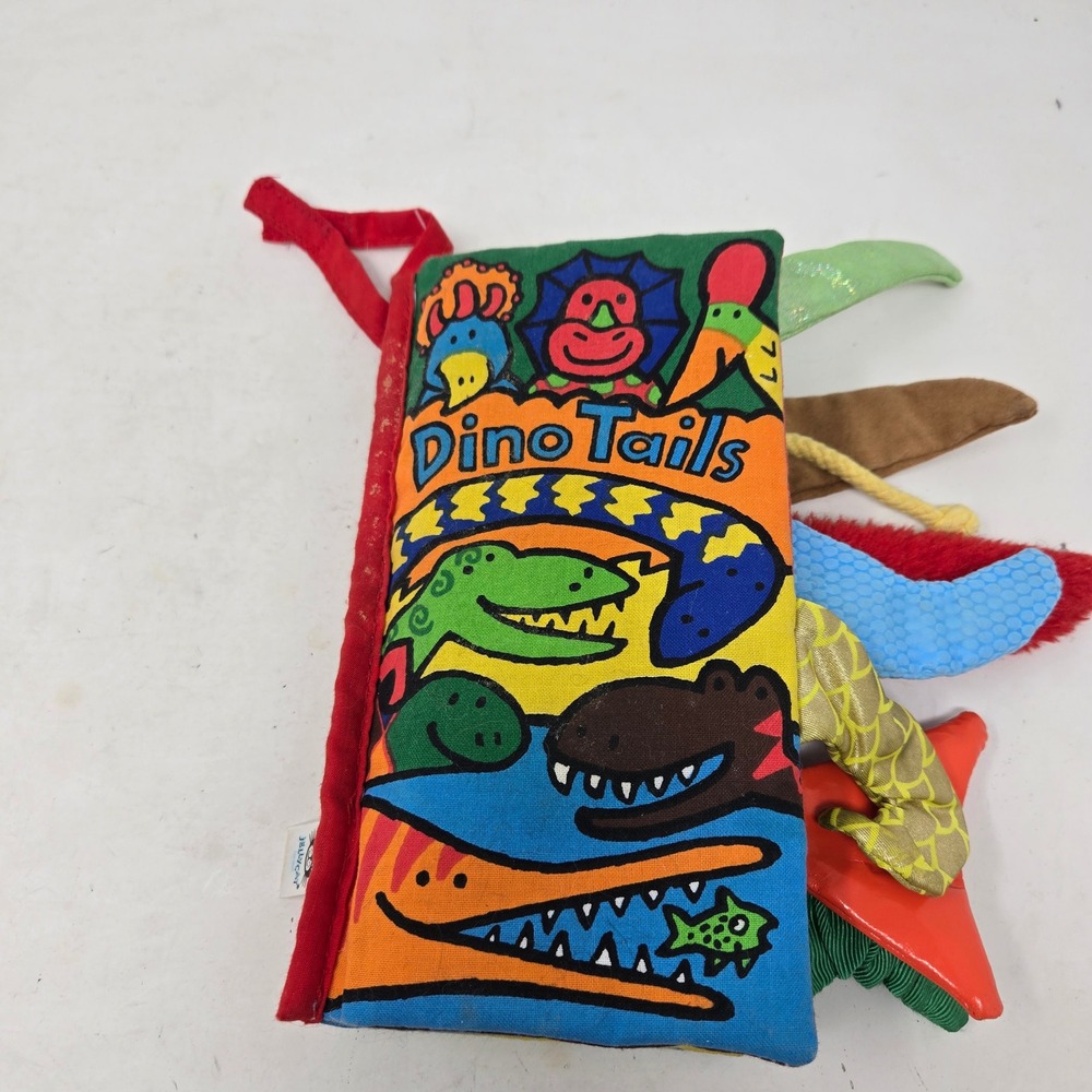 Jellycat London Dino Tails Soft Cloth Book Anne Wilkinson Textured Sensory Toy